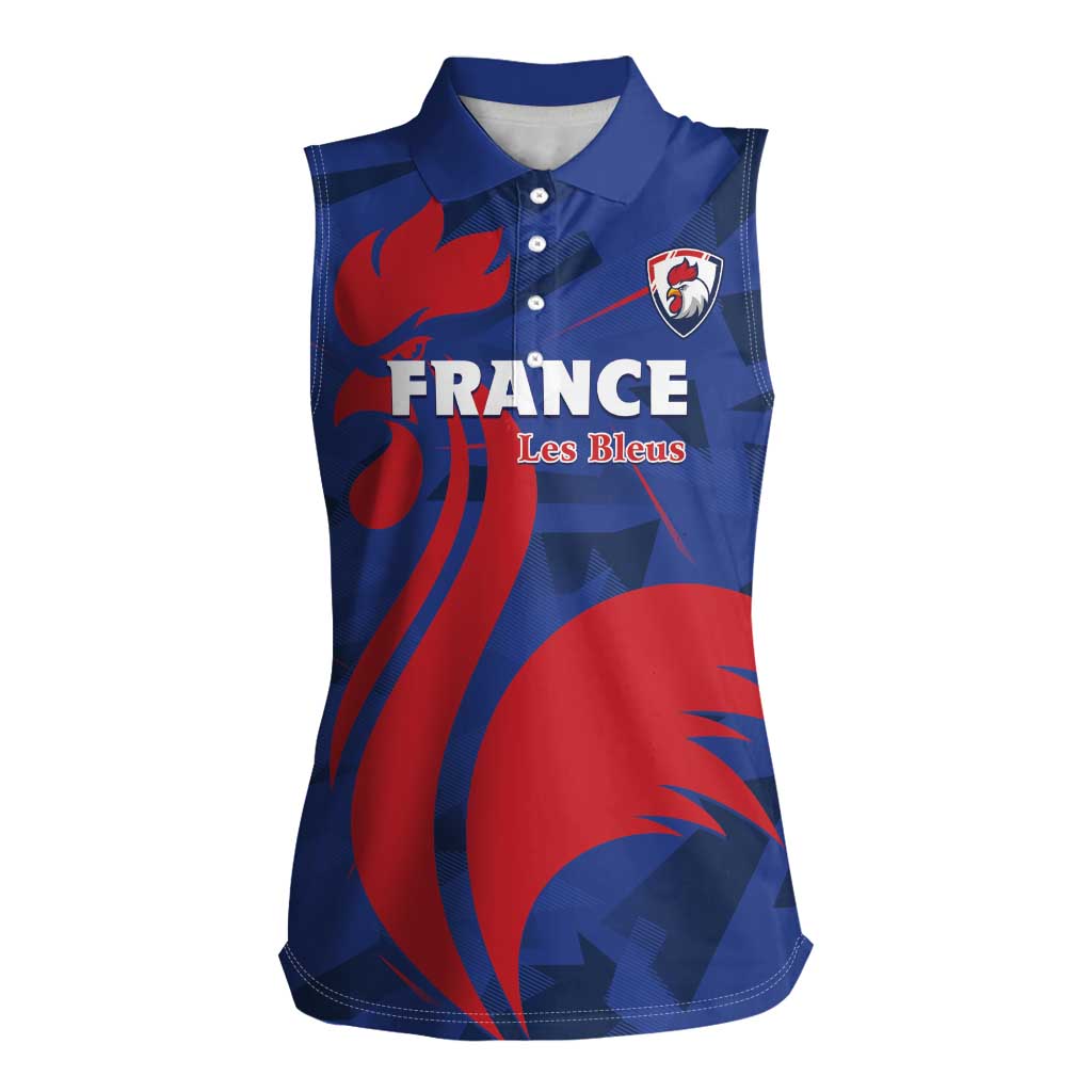 France 2024 Rugby Women Sleeveless Polo Shirt Bravo Les Bleus