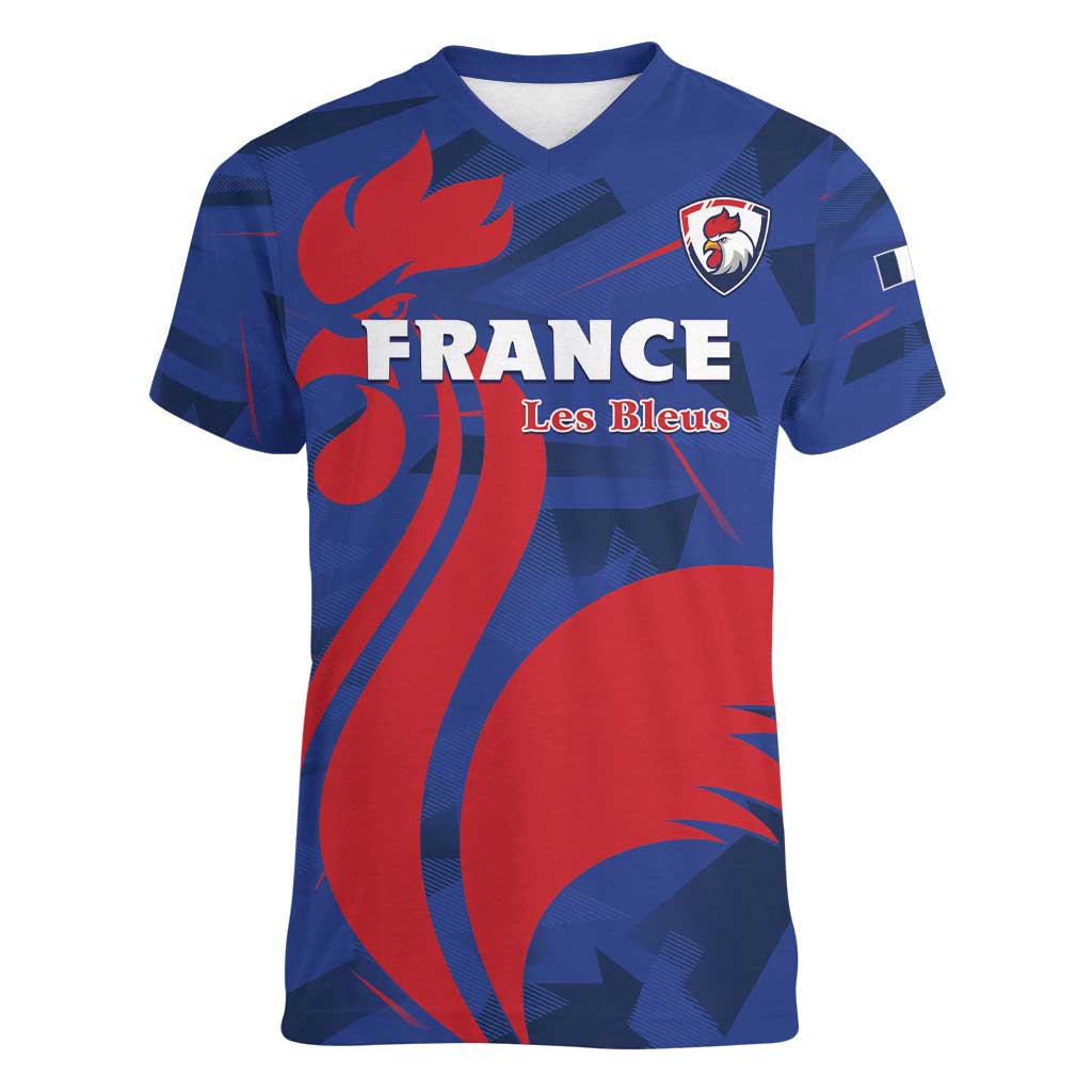 France 2024 Rugby Women V-Neck T-Shirt Bravo Les Bleus