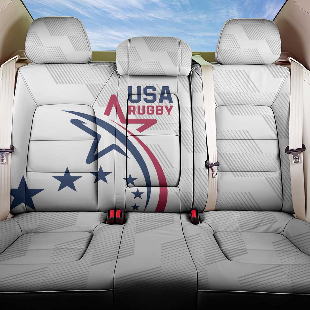 USA 2024 Rugby Back Car Seat Cover Soar Like an Eagle White Version - Wonder Print Shop