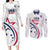 USA 2024 Rugby Couples Matching Long Sleeve Bodycon Dress and Long Sleeve Button Shirt Soar Like an Eagle White Version - Wonder Print Shop