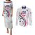 USA 2024 Rugby Couples Matching Puletasi and Long Sleeve Button Shirt Soar Like an Eagle White Version - Wonder Print Shop