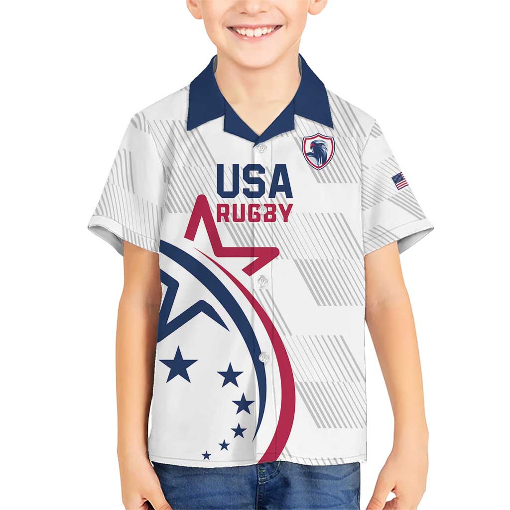 USA 2024 Rugby Kid Hawaiian Shirt Soar Like an Eagle White Version - Wonder Print Shop