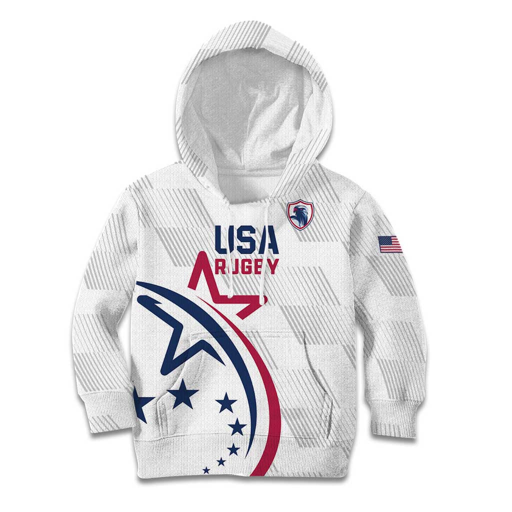 USA 2024 Rugby Kid Hoodie Soar Like an Eagle White Version - Wonder Print Shop