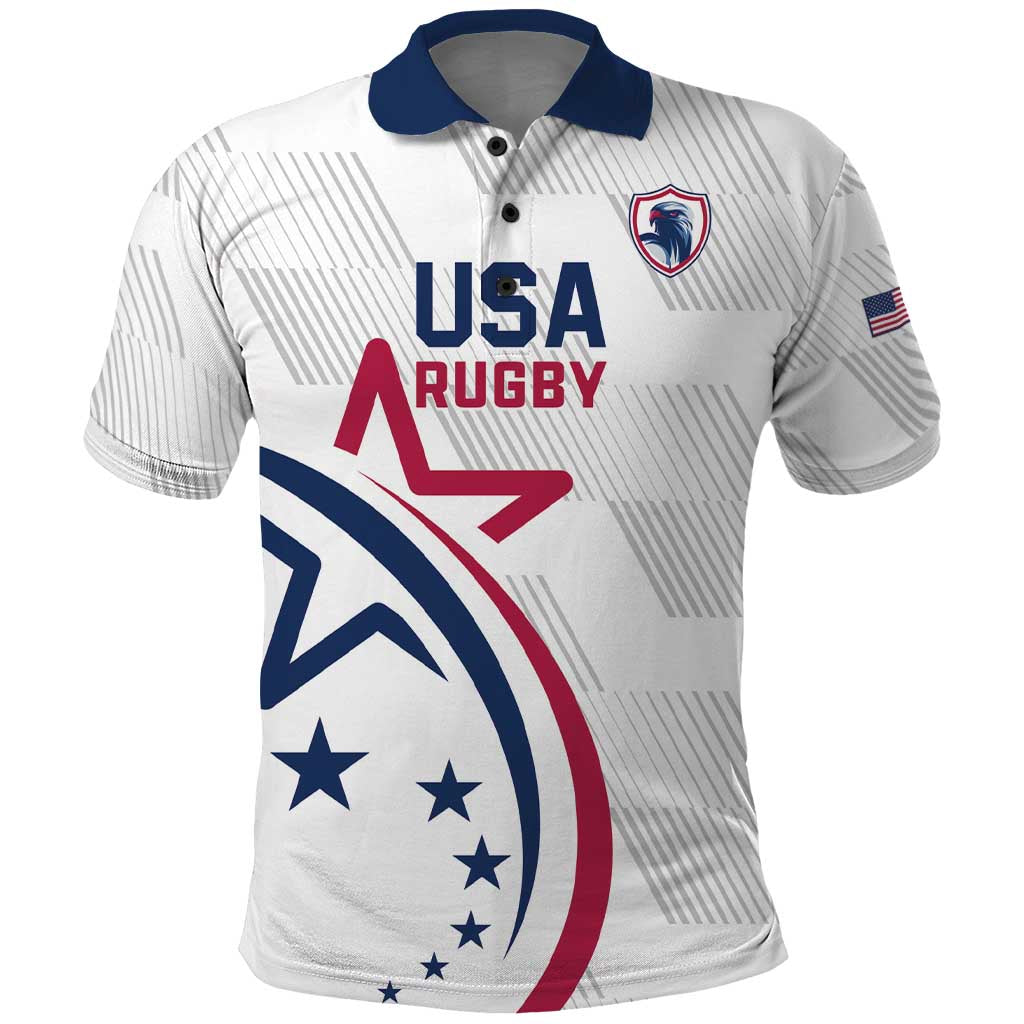 USA 2024 Rugby Polo Shirt Soar Like an Eagle White Version - Wonder Print Shop