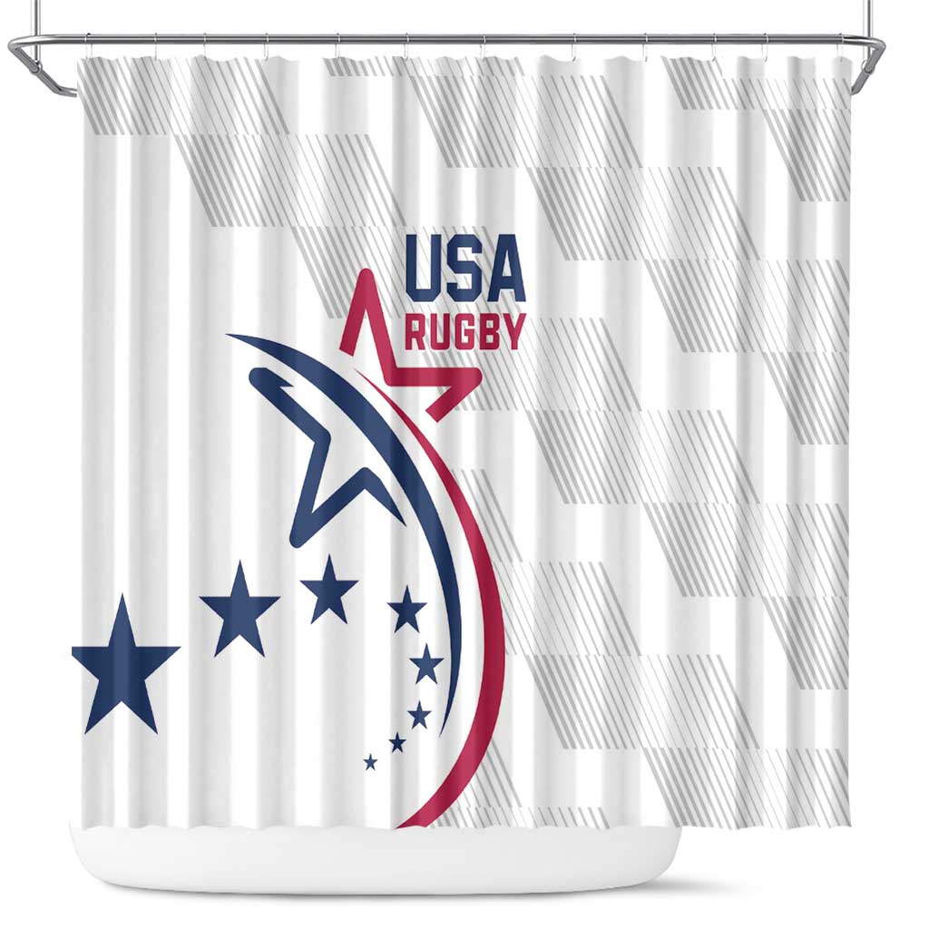 USA 2024 Rugby Shower Curtain Soar Like an Eagle White Version