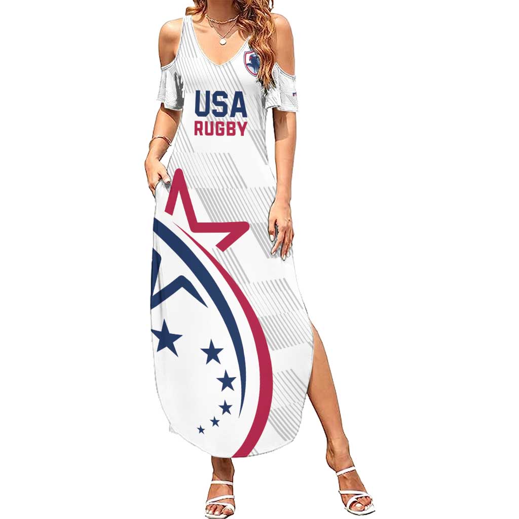 USA 2024 Rugby Summer Maxi Dress Soar Like an Eagle White Version