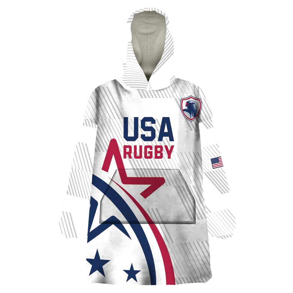 USA 2024 Rugby Wearable Blanket Hoodie Soar Like an Eagle White Version