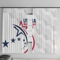 White USA rugby window curtain with large eagle and stars graphic panel pair