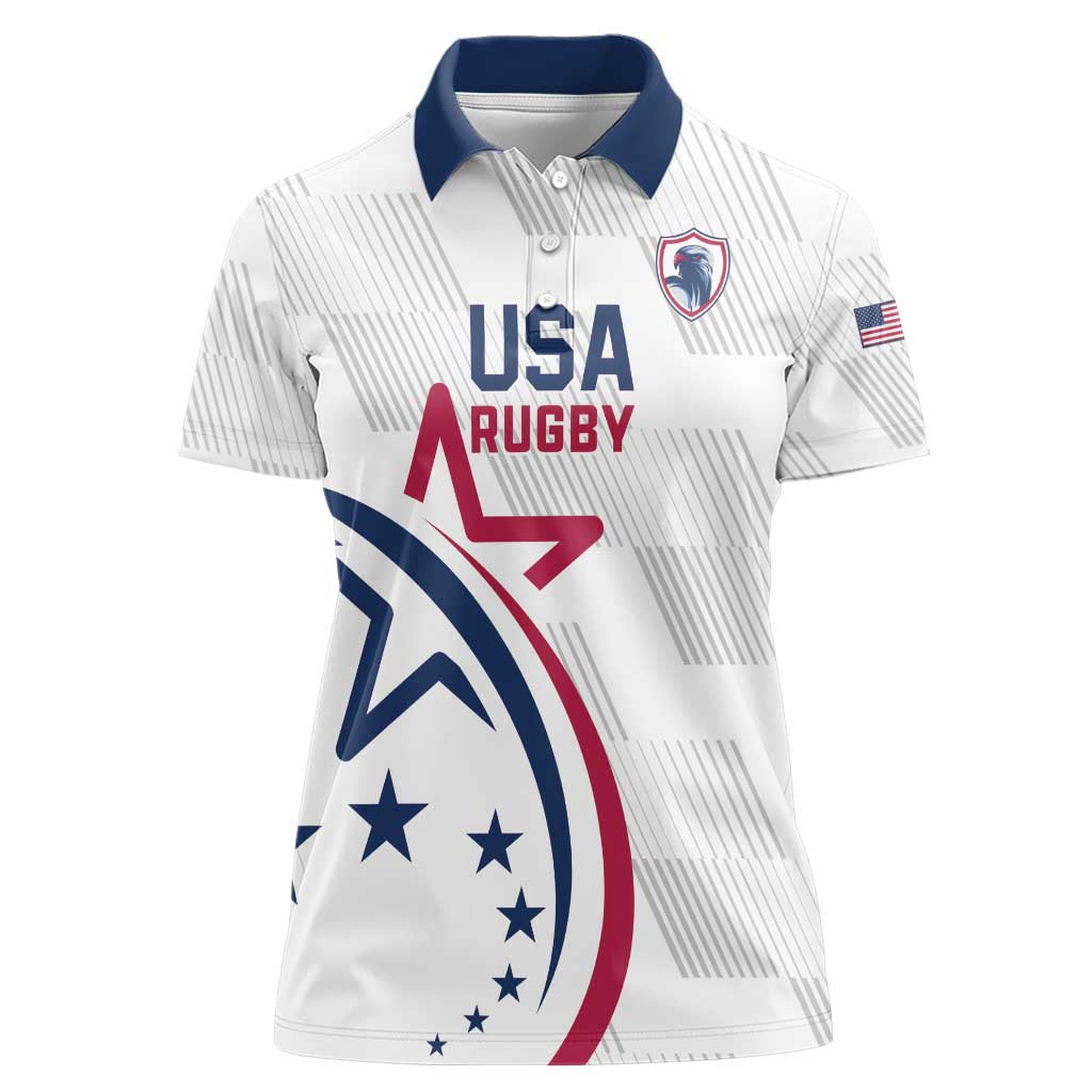 USA 2024 Rugby Women Polo Shirt Soar Like an Eagle White Version