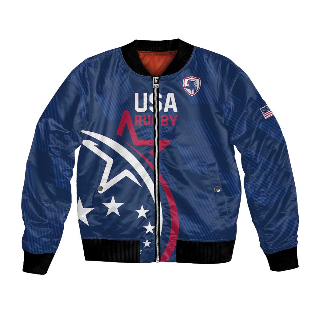 USA 2024 Rugby Bomber Jacket Soar Like an Eagle Blue Version - Wonder Print Shop