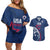 USA 2024 Rugby Couples Matching Off Shoulder Short Dress and Hawaiian Shirt Soar Like an Eagle Blue Version - Wonder Print Shop