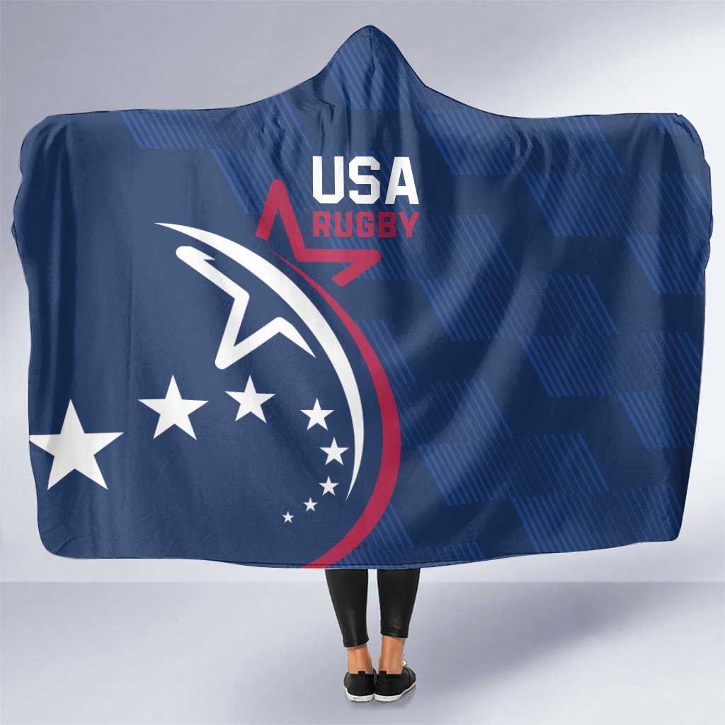 USA 2024 Rugby Hooded Blanket Soar Like an Eagle Blue Version