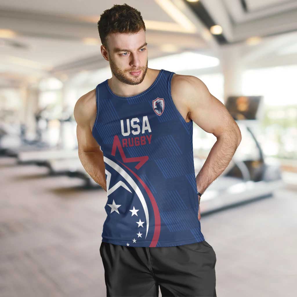 USA 2024 Rugby Men Tank Top Soar Like an Eagle Blue Version - Wonder Print Shop