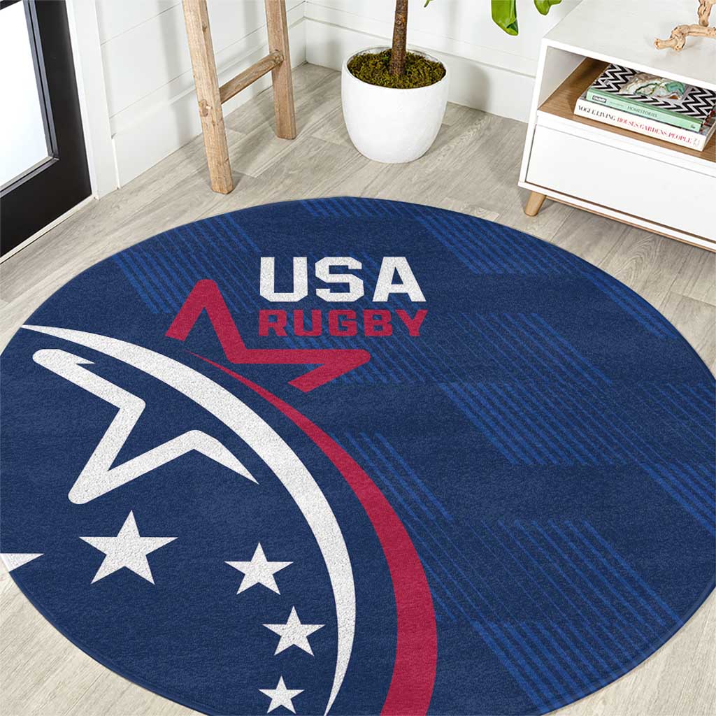 USA 2024 Rugby Round Carpet Soar Like an Eagle Blue Version