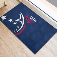 Blue doormat featuring USA Rugby text, eagle circle emblem, and stars
