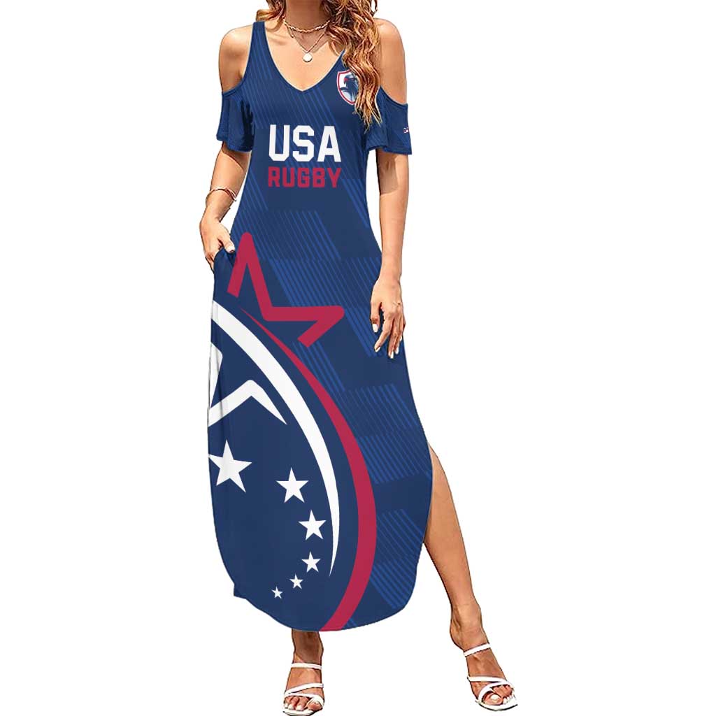 USA 2024 Rugby Summer Maxi Dress Soar Like an Eagle Blue Version