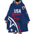 USA 2024 Rugby Wearable Blanket Hoodie Soar Like an Eagle Blue Version