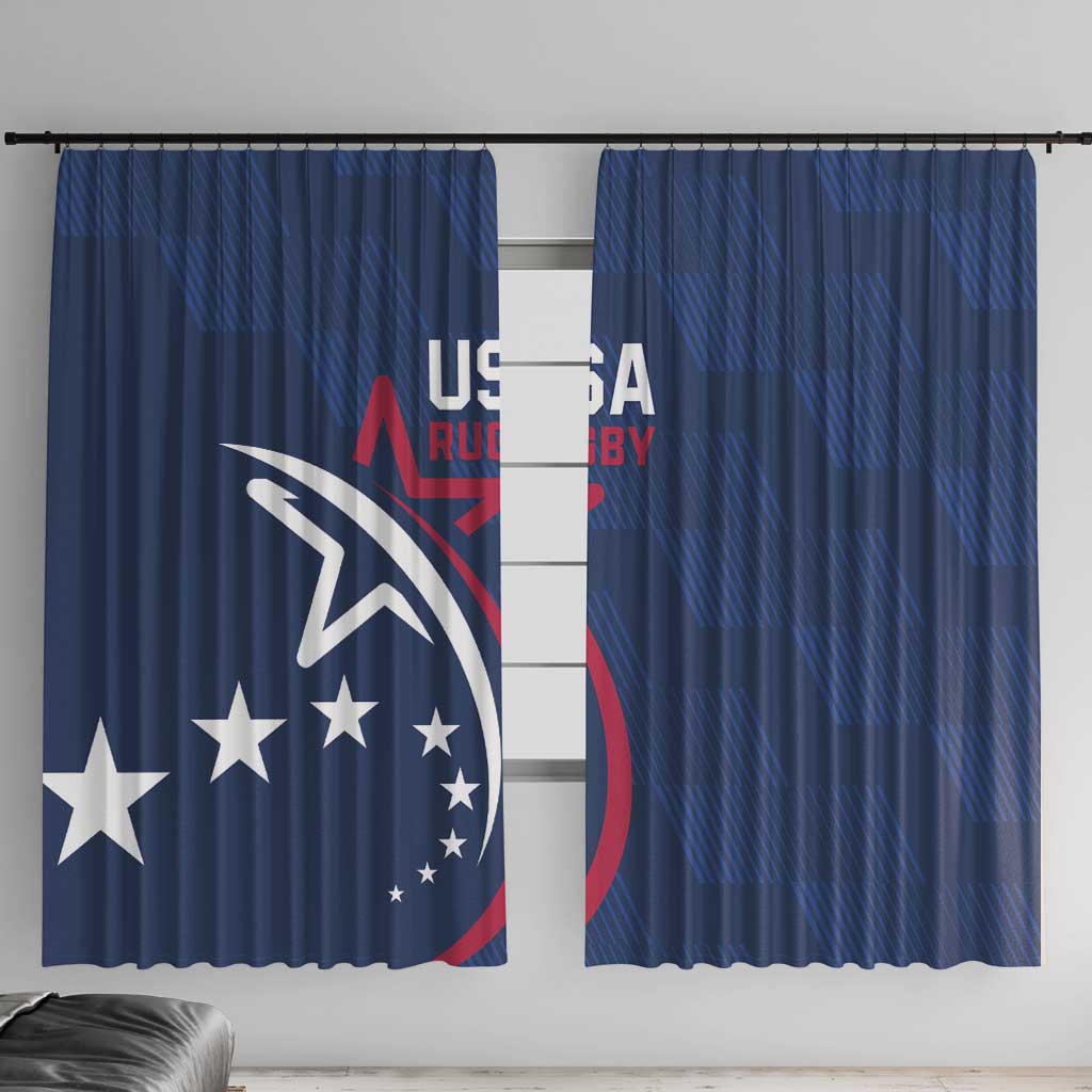 USA 2024 Rugby Window Curtain Soar Like an Eagle Blue Version