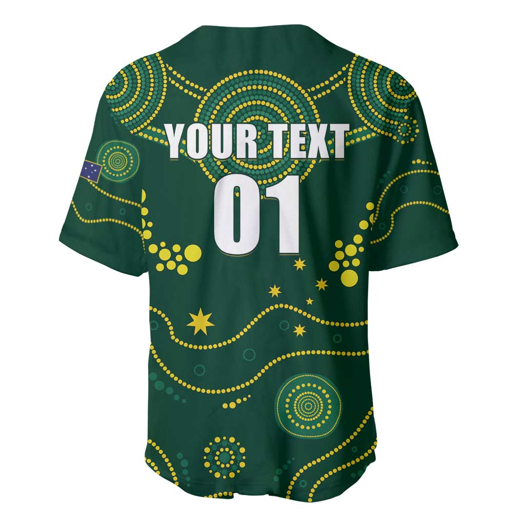 Green jersey back with gold stars and dot patterns, '01' graphic on white print
