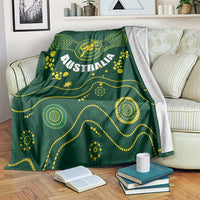 Green Australia rugby blanket with Wallabies kangaroo emblem and dotted dot pattern