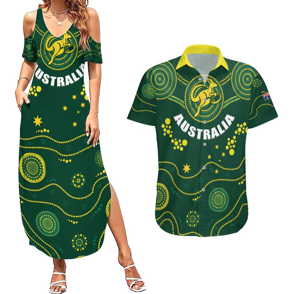 Australia 2024 Rugby Couples Matching Summer Maxi Dress and Hawaiian Shirt Go Wallabies - Wonder Print Shop