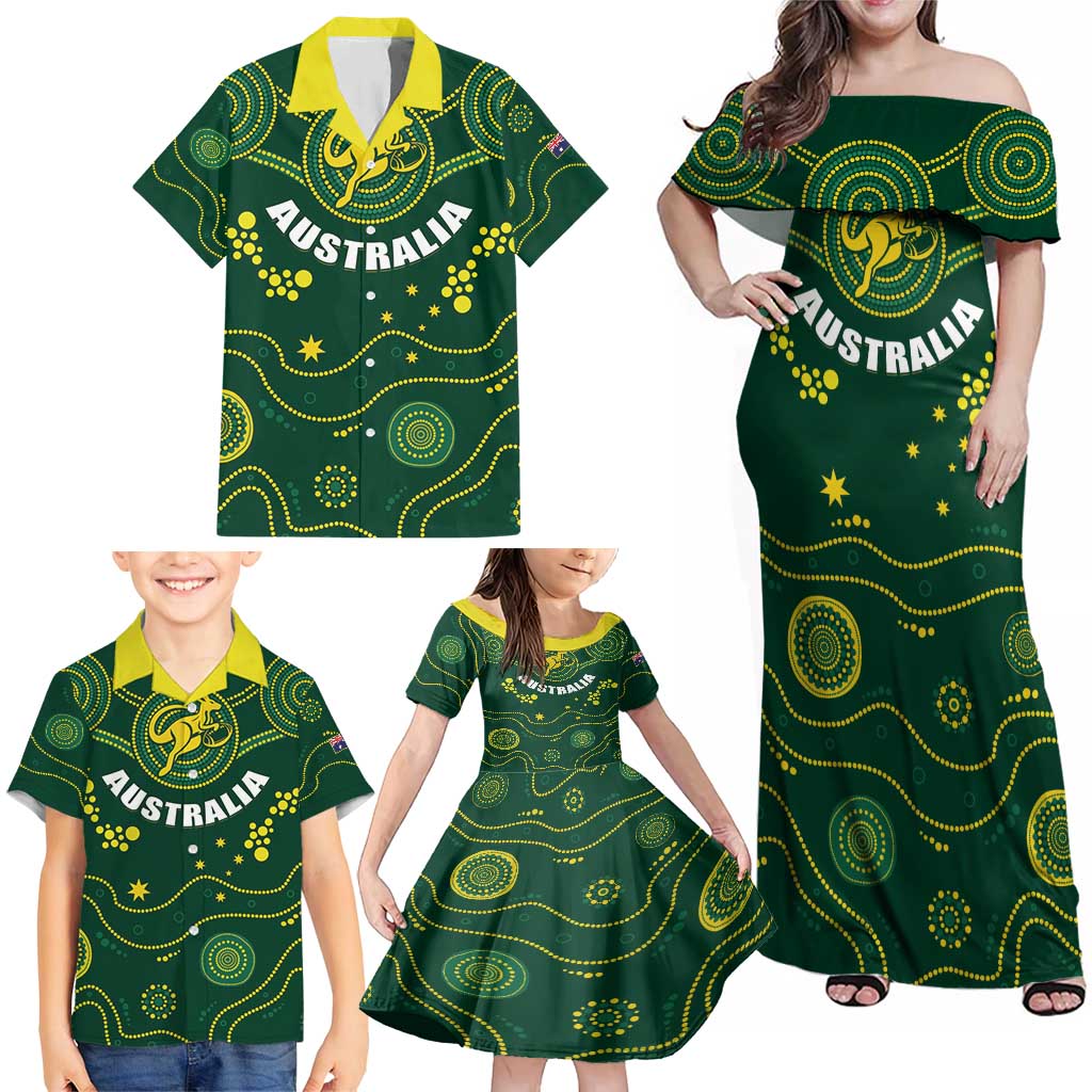 Australia 2024 Rugby Family Matching Off Shoulder Maxi Dress and Hawaiian Shirt Go Wallabies - Wonder Print Shop