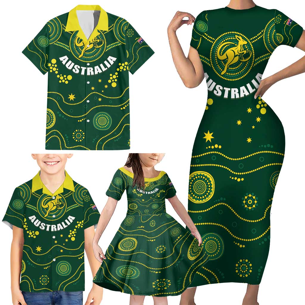 Australia 2024 Rugby Family Matching Short Sleeve Bodycon Dress and Hawaiian Shirt Go Wallabies - Wonder Print Shop