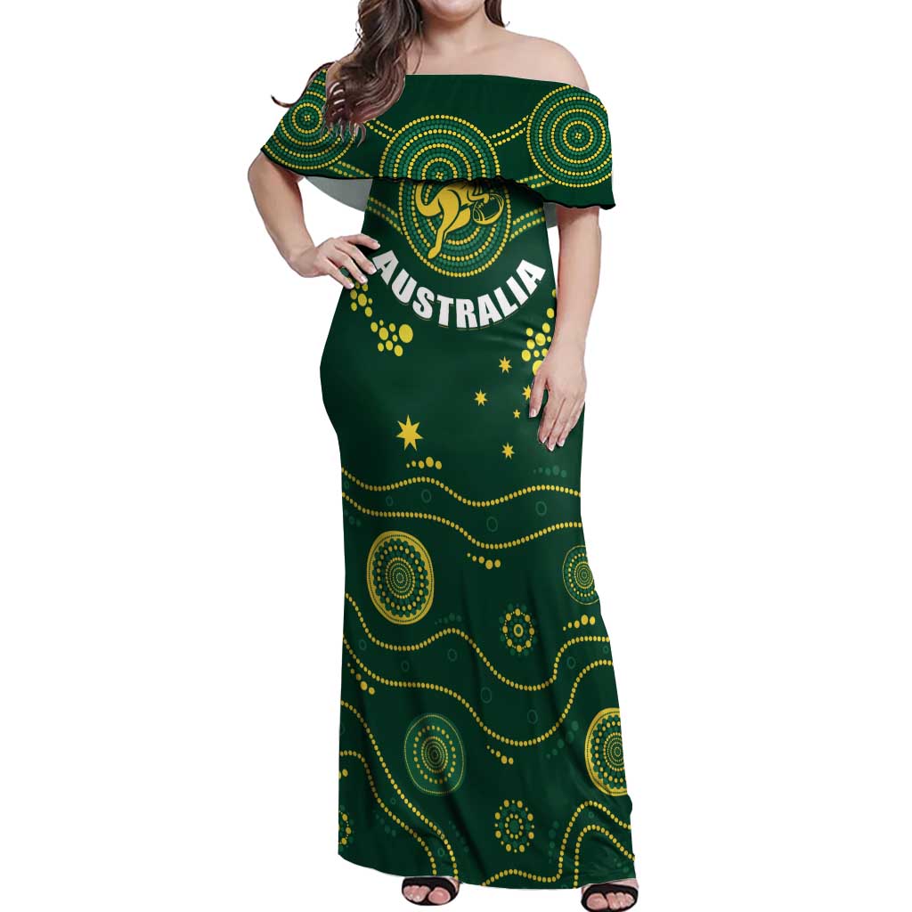 Australia 2024 Rugby Off Shoulder Maxi Dress Go Wallabies - Wonder Print Shop