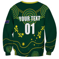 Green rugby sweatshirt with yellow ribbed trim, YOUR TEXT 01 back print and star patterns