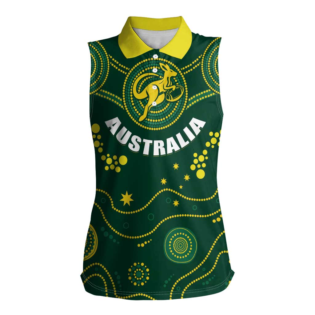 Australia 2024 Rugby Women Sleeveless Polo Shirt Go Wallabies