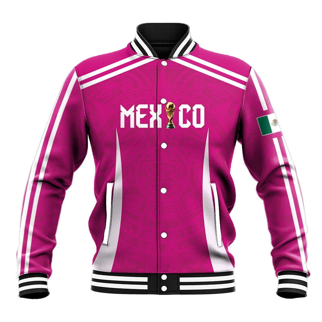 Custom Mexico 2026 Football Pink Baseball Jacket Golden Eagle Victory
