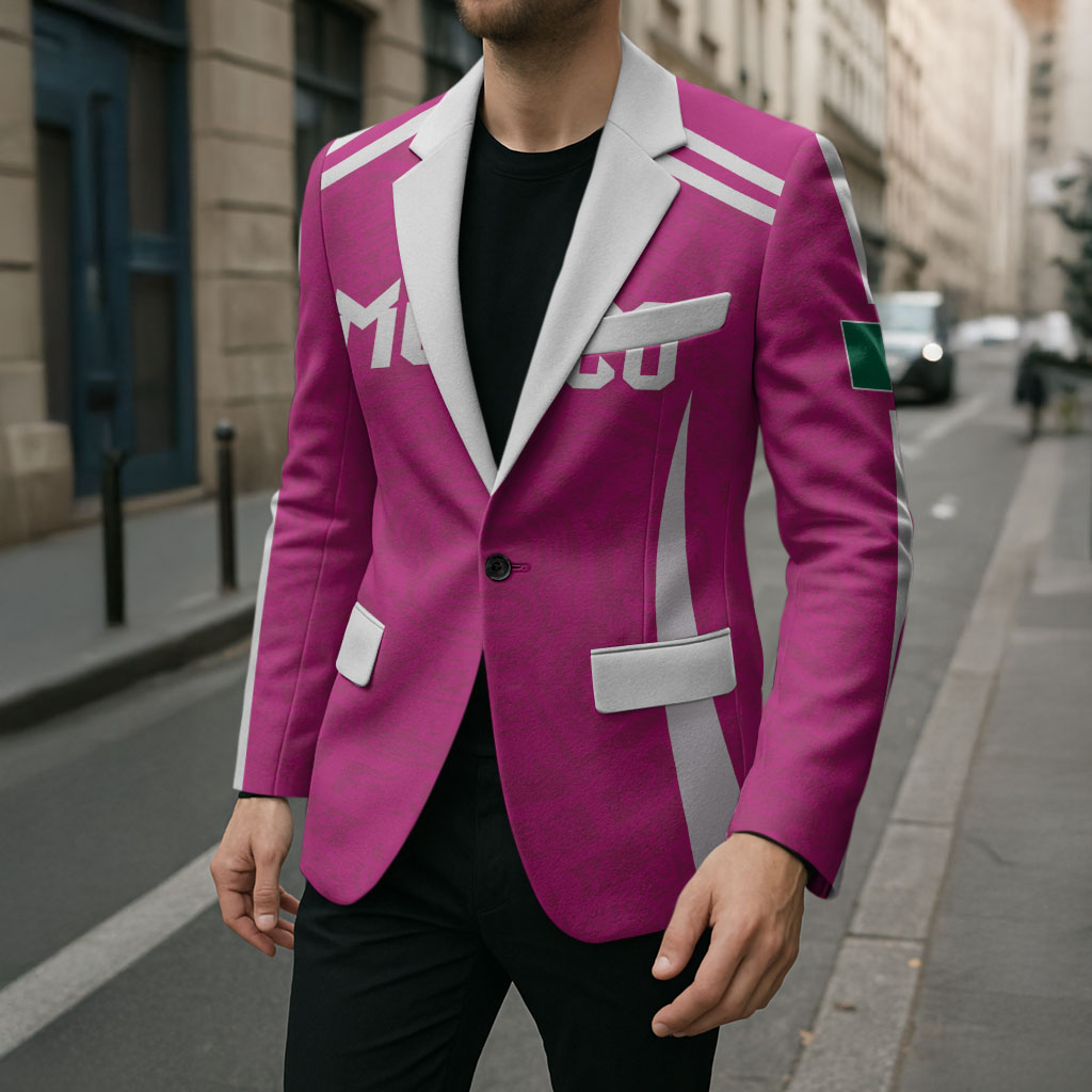 Custom Mexico 2026 Football Pink Blazer Golden Eagle Victory