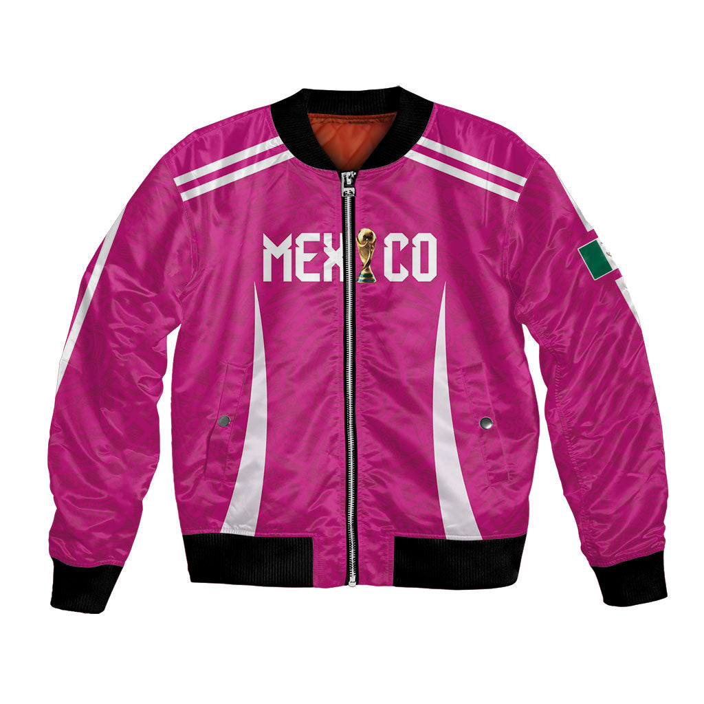 Custom Mexico 2026 Football Pink Bomber Jacket Golden Eagle Victory