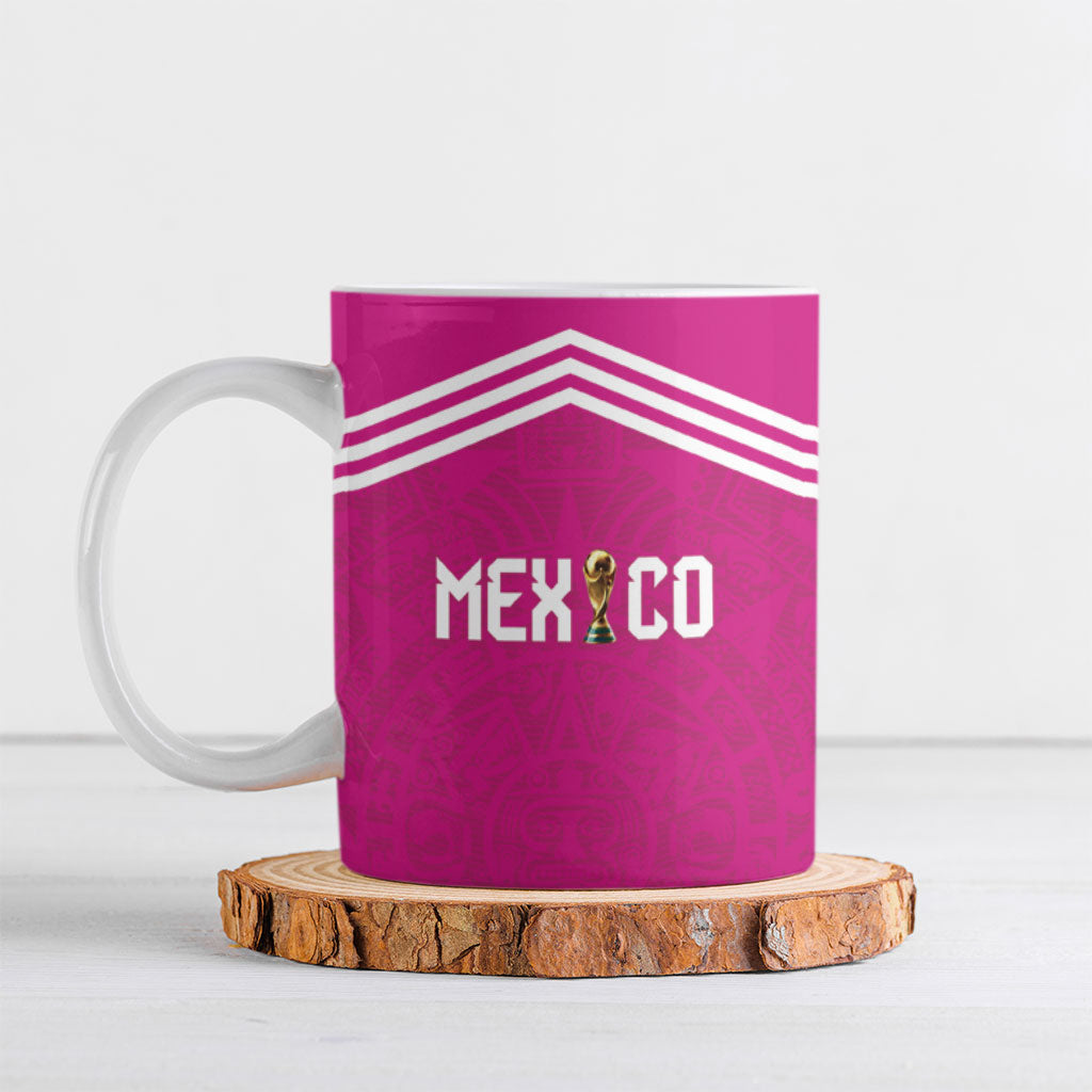 Custom Mexico 2026 Football Pink Ceramic Mug Golden Eagle Victory