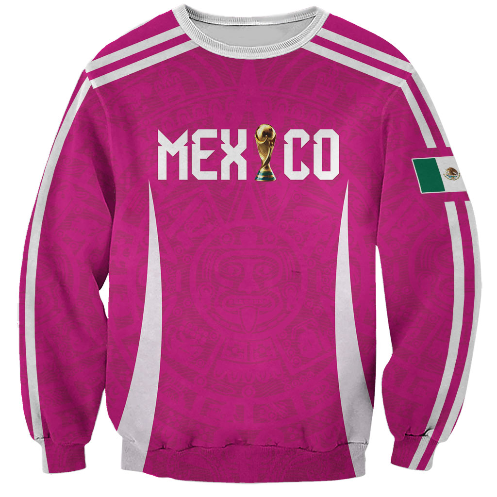Custom Mexico 2026 Football Pink Sweatshirt Golden Eagle Victory