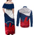 France Rugby Couples Matching Off Shoulder Maxi Dress and Long Sleeve Button Shirts XV de France 2023 World Cup - Wonder Print Shop