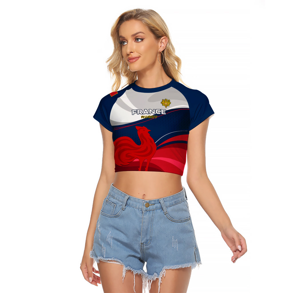 France Rugby Raglan Cropped T Shirt XV de France 2023 World Cup - Wonder Print Shop