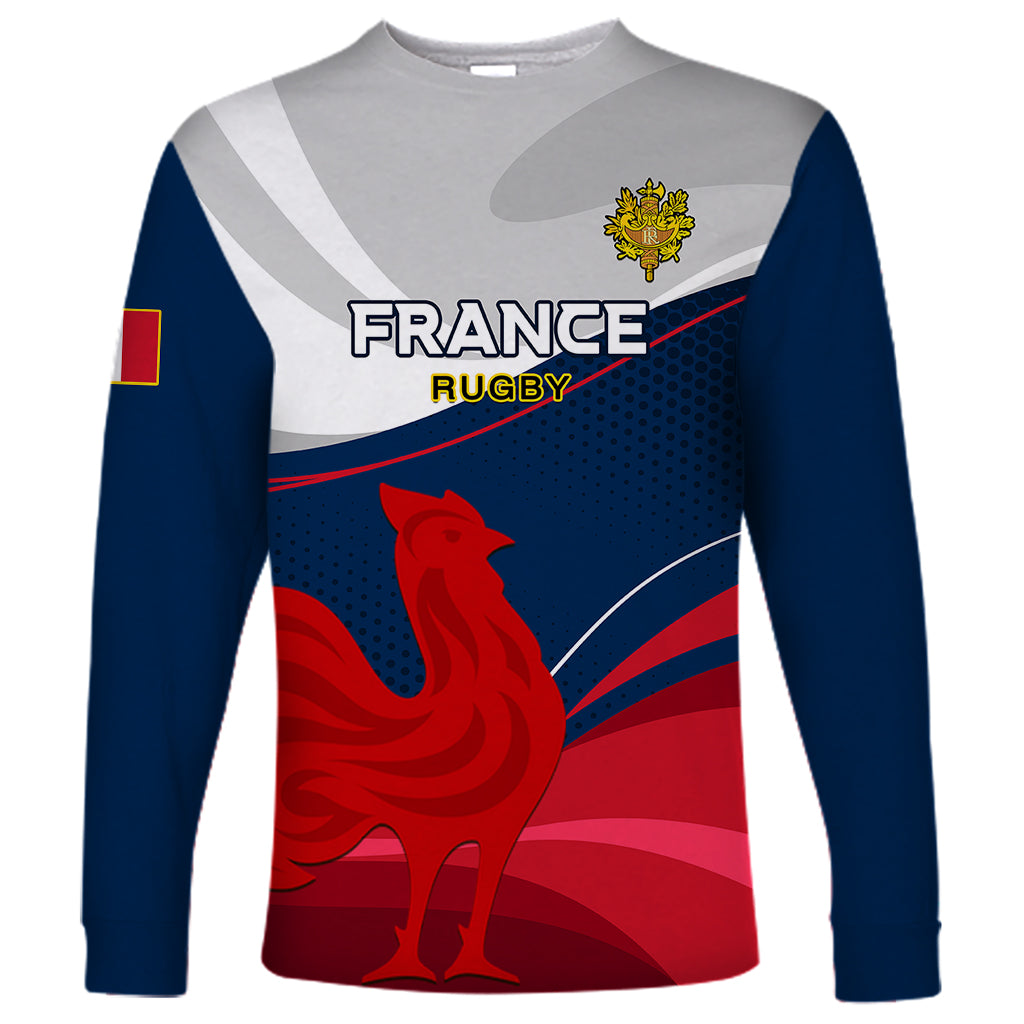 Custom France Rugby Long Sleeve Shirt XV de France 2023 World Cup - Wonder Print Shop