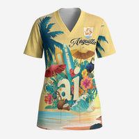 Anguilla AI Tropical Flowers Scrub Top - Wonder Print Shop