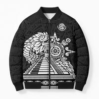 Mexican Aztec Pyramid Bomber Puffer Jacket Aztec Pattern - Wonder Print Shop