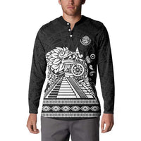 Mexican Aztec Pyramid Button Sweatshirt Aztec Pattern - Wonder Print Shop