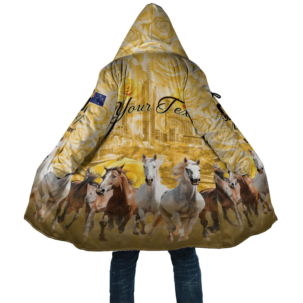 Personalised Melbourne 2026 Cup Cloak Yellow Rose Horse Racing
