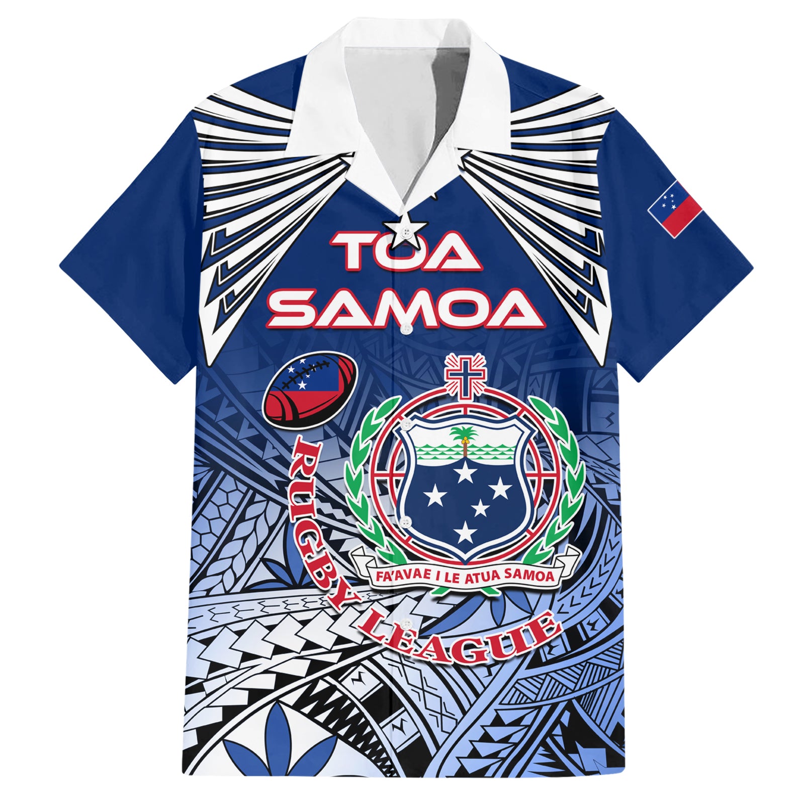 Custom Samoa Rugby Hawaiian Shirt Toa Samoa Myriad Patterns - Wonder Print Shop