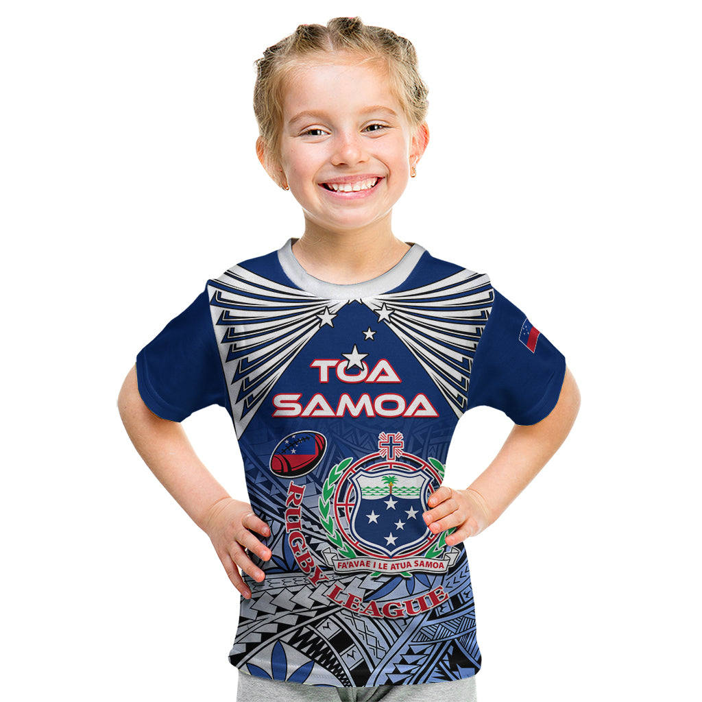 Custom Samoa Rugby Kid T Shirt Toa Samoa Myriad Patterns - Wonder Print Shop