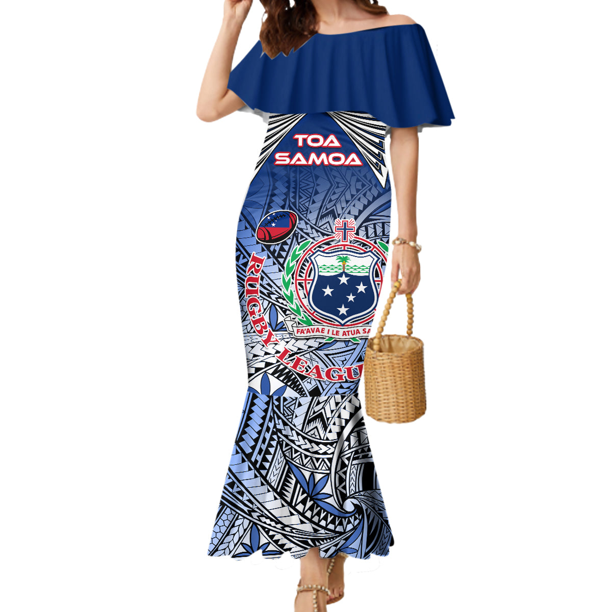 Custom Samoa Rugby Mermaid Dress Toa Samoa Myriad Patterns - Wonder Print Shop