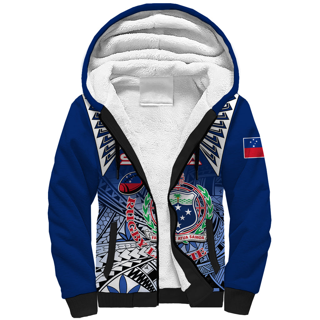 Custom Samoa Rugby Sherpa Hoodie Toa Samoa Myriad Patterns - Wonder Print Shop