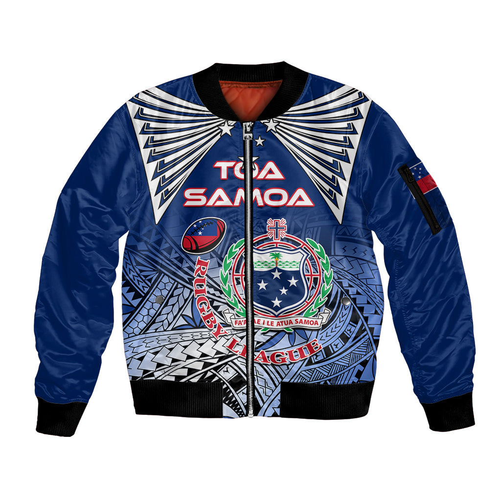 Custom Samoa Rugby Sleeve Zip Bomber Jacket Toa Samoa Myriad Patterns - Wonder Print Shop