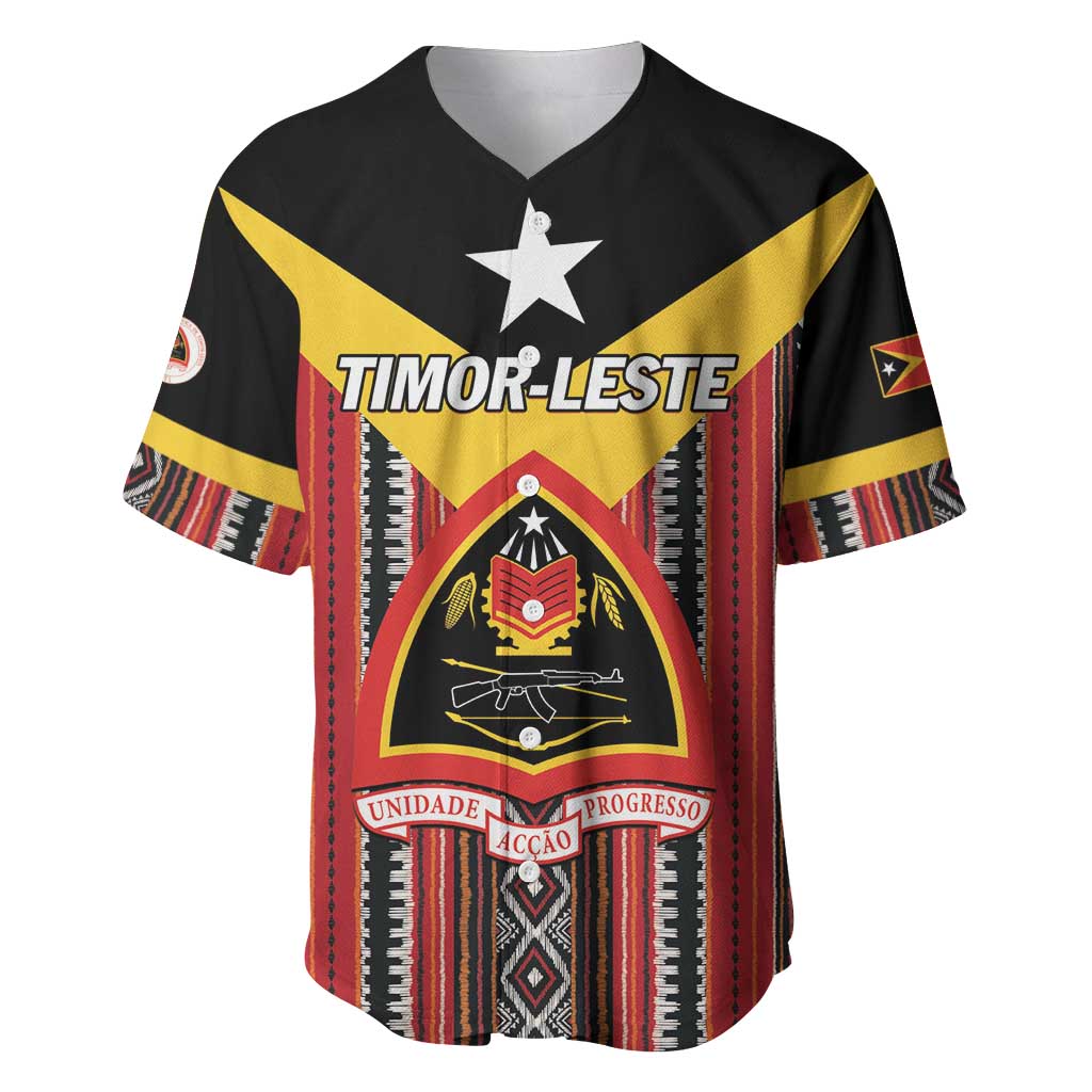 Personalized East Timor Baseball Jersey Timor-Leste Tais Pattern - Wonder Print Shop