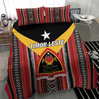 Red black and white Timor-Leste duvet bedding set with star banner and crest