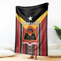 Timor-Leste flag design throw blanket, black with yellow star and red stripe borders
